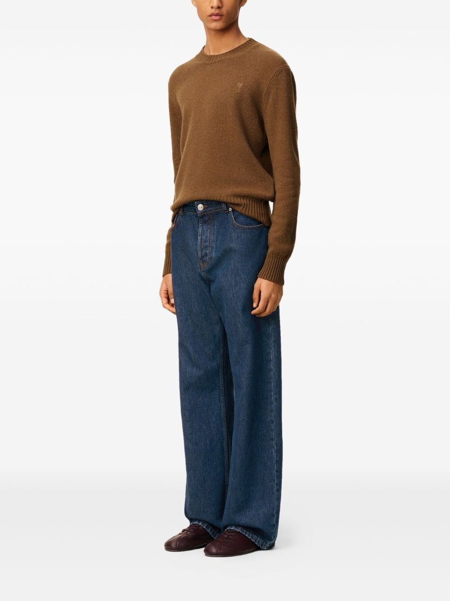 Ami Paris Wide Leg Denim Jeans Blue