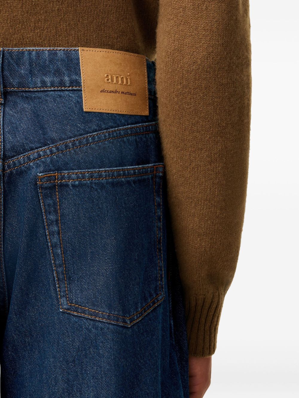 Ami Paris Wide Leg Denim Jeans Blue