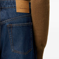 Ami Paris Wide Leg Denim Jeans Blue