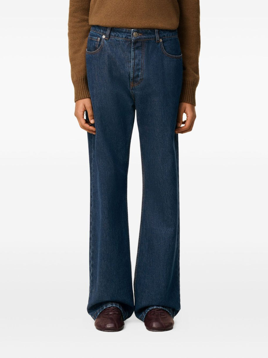 Ami Paris Wide Leg Denim Jeans Blue