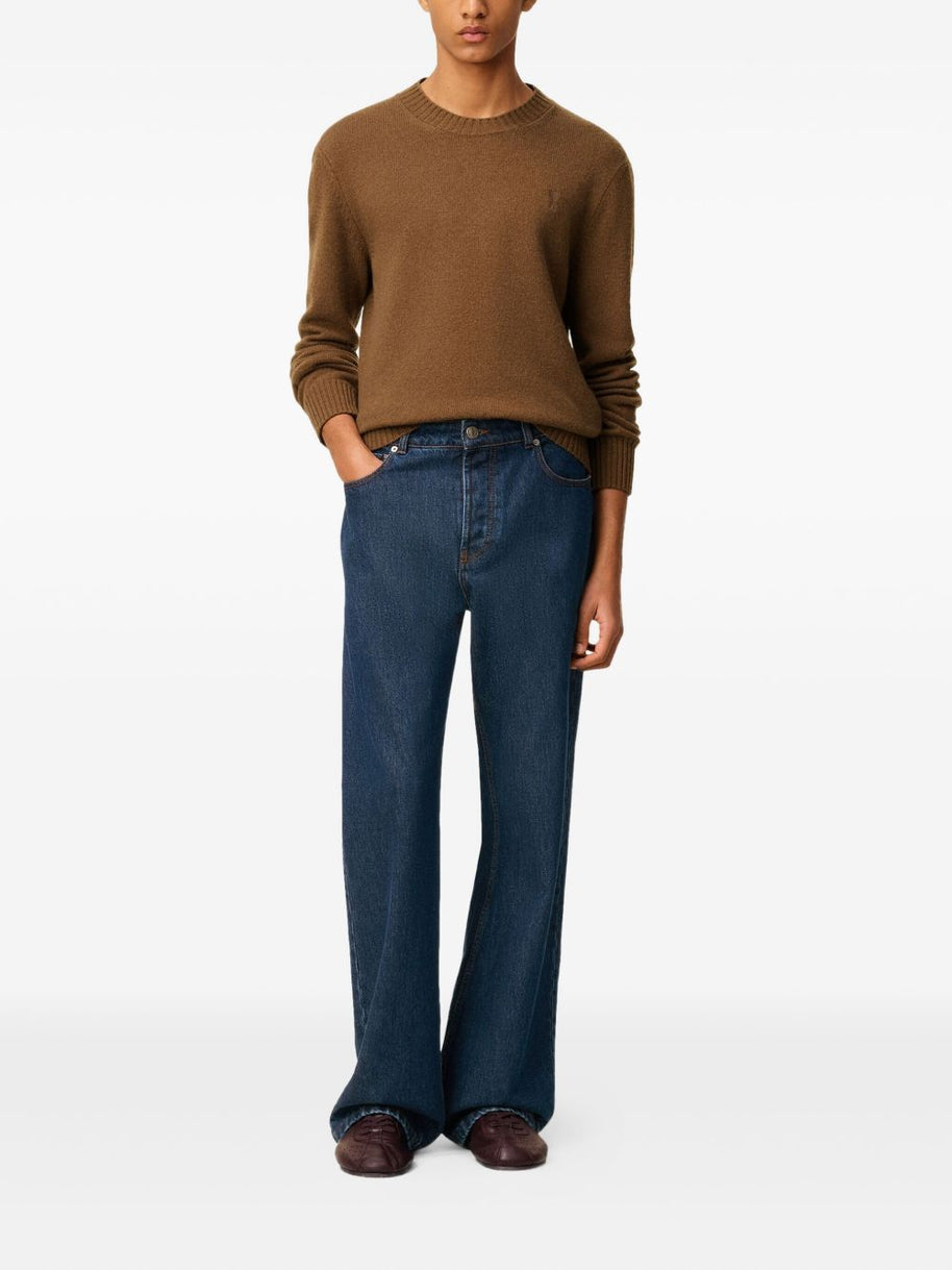 Ami Paris Wide Leg Denim Jeans Blue