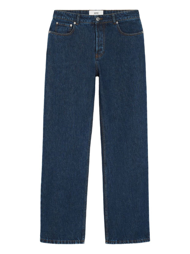 Ami Paris Wide Leg Denim Jeans Blue