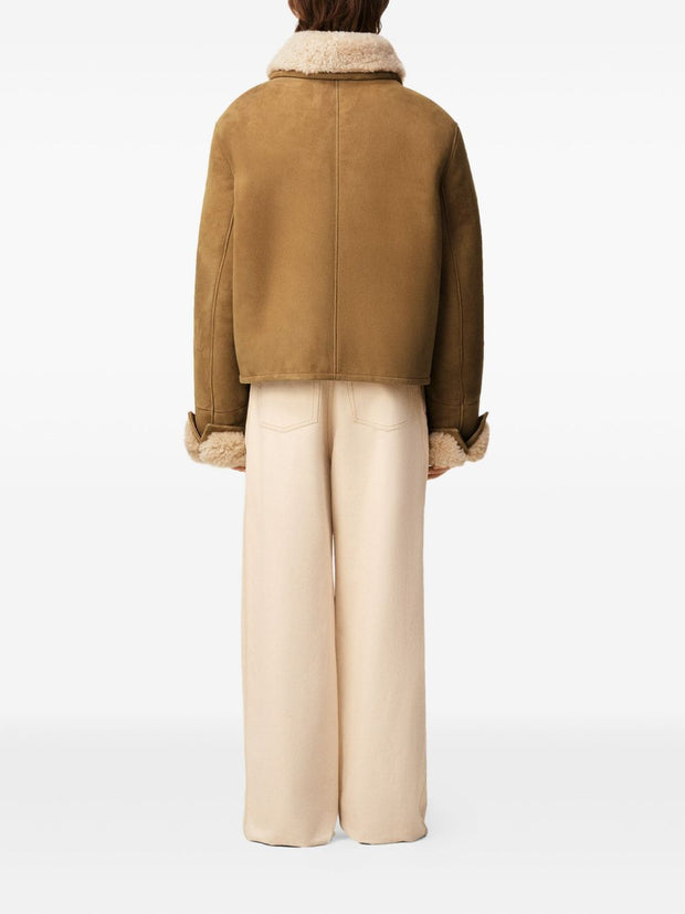 Ami Paris Shearling Leather Jacket Camel