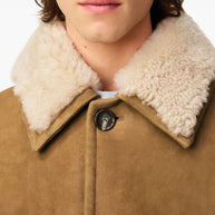 Ami Paris Shearling Leather Jacket Camel