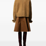 Ami Paris Shearling Leather Jacket Camel