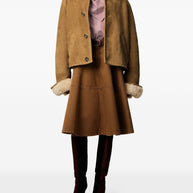 Ami Paris Shearling Leather Jacket Camel