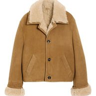 Ami Paris Shearling Leather Jacket Camel