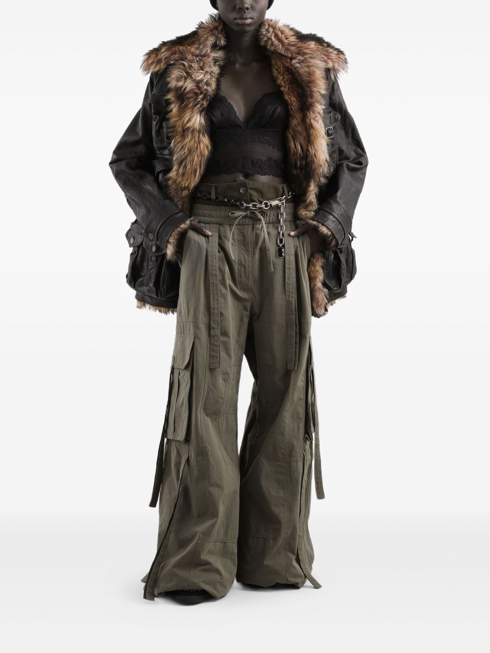 Dolce & Gabbana Cotton Blend Cargo Trousers Green