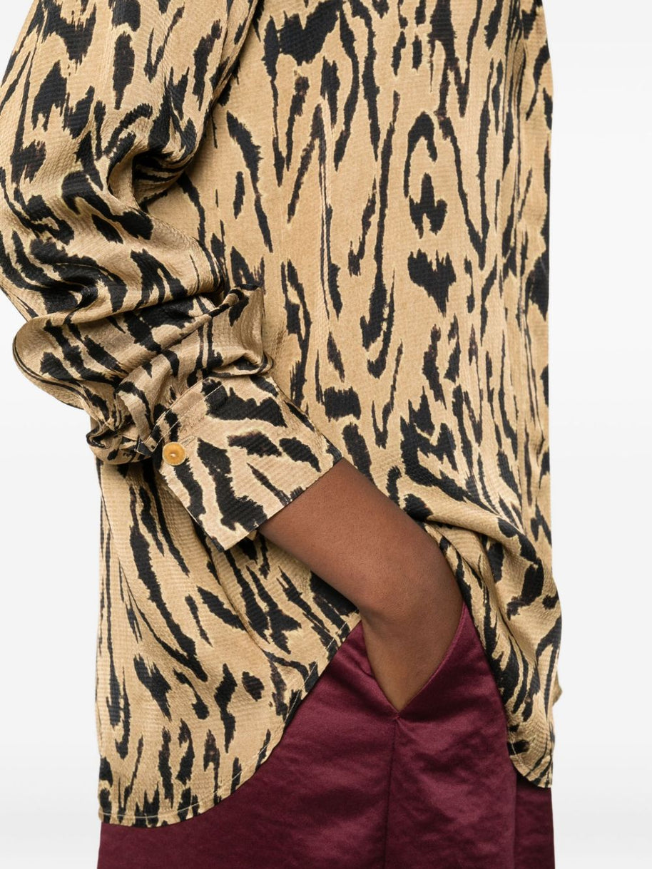 Forte Forte Animal Print Shirt Brown