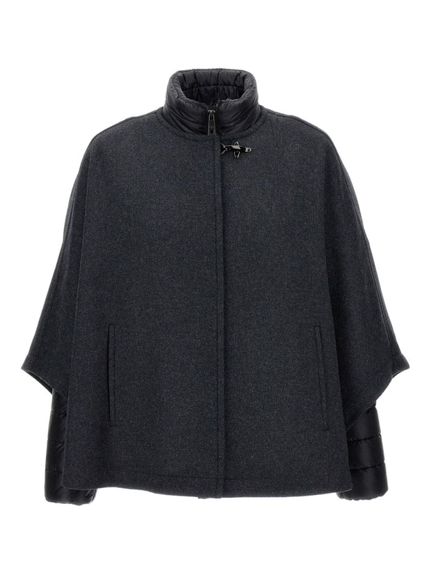 Fay Reversible Cape Jacket Black