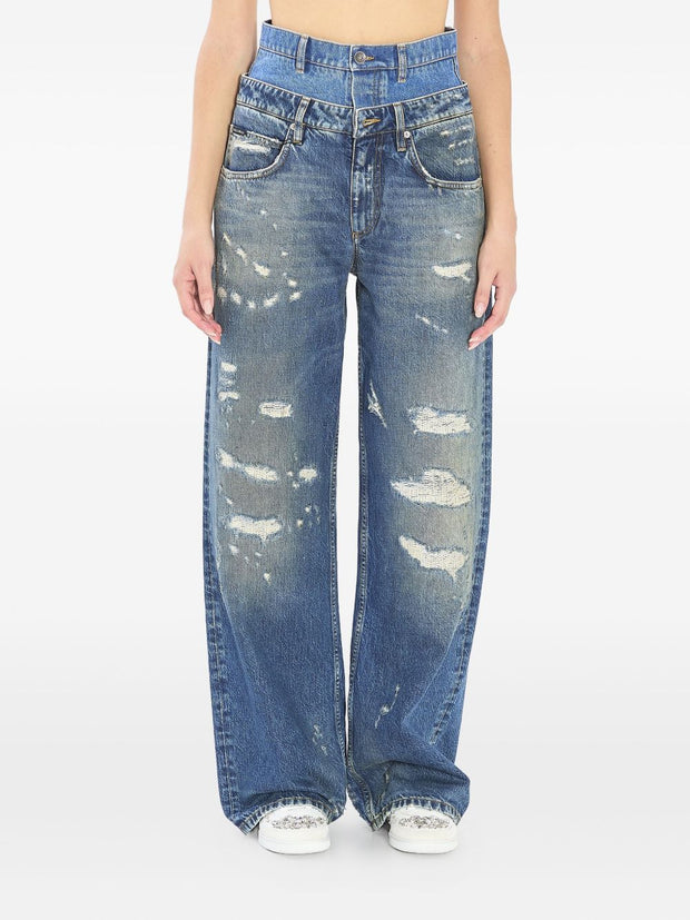 Dolce & Gabbana Double Waist Jeans Blue