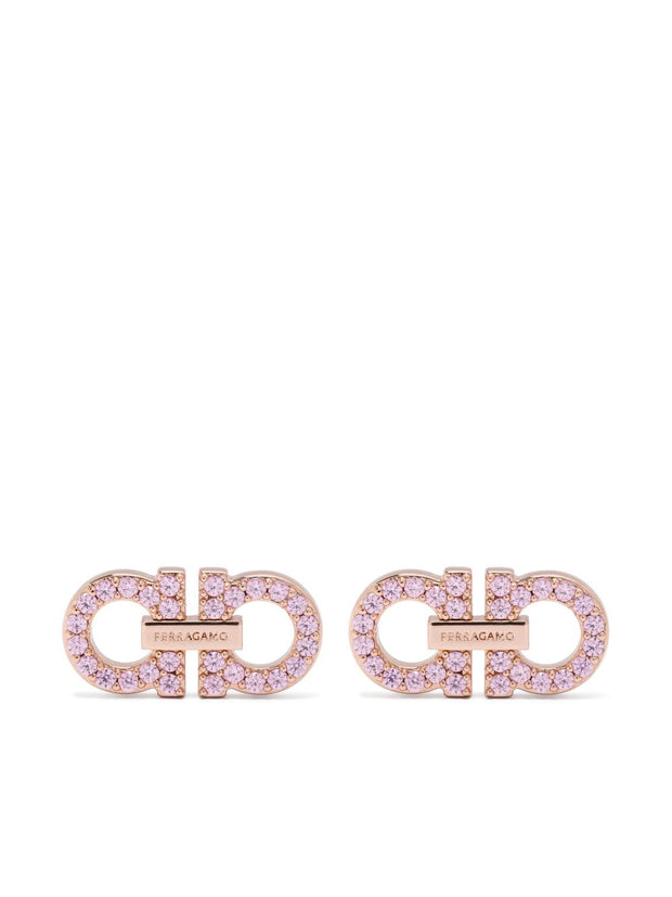 Ferragamo Ganci Crystal Earrings Golden