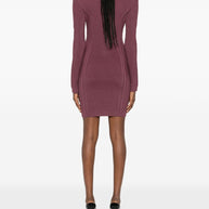 Balmain V-necked Short Dress Purple