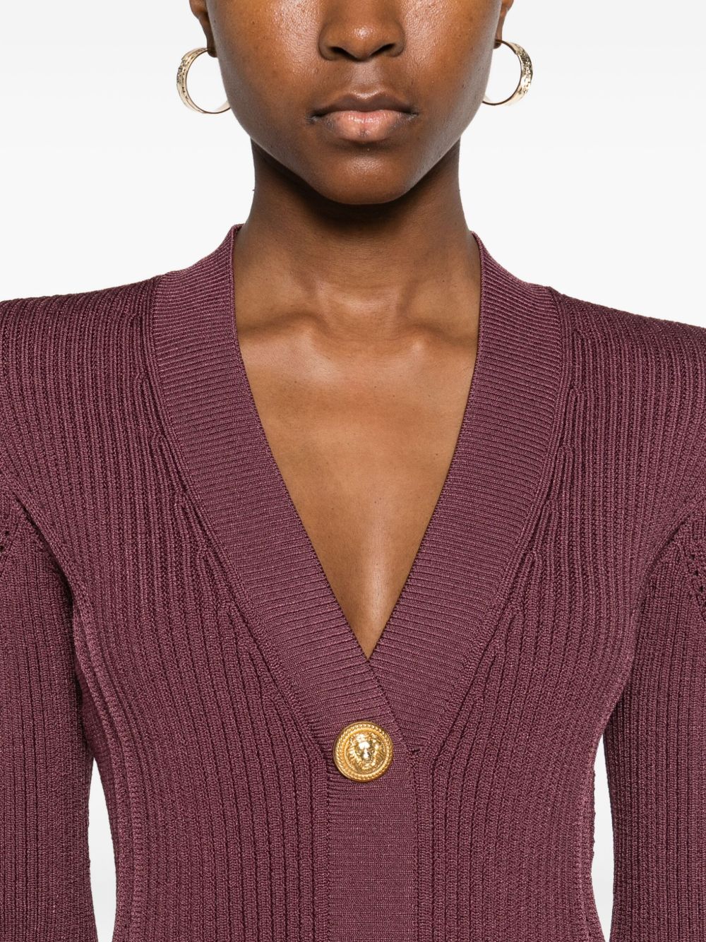 Balmain V-necked Short Dress Purple