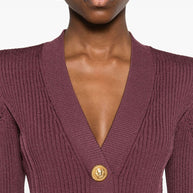 Balmain V-necked Short Dress Purple