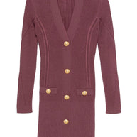 Balmain V-necked Short Dress Purple