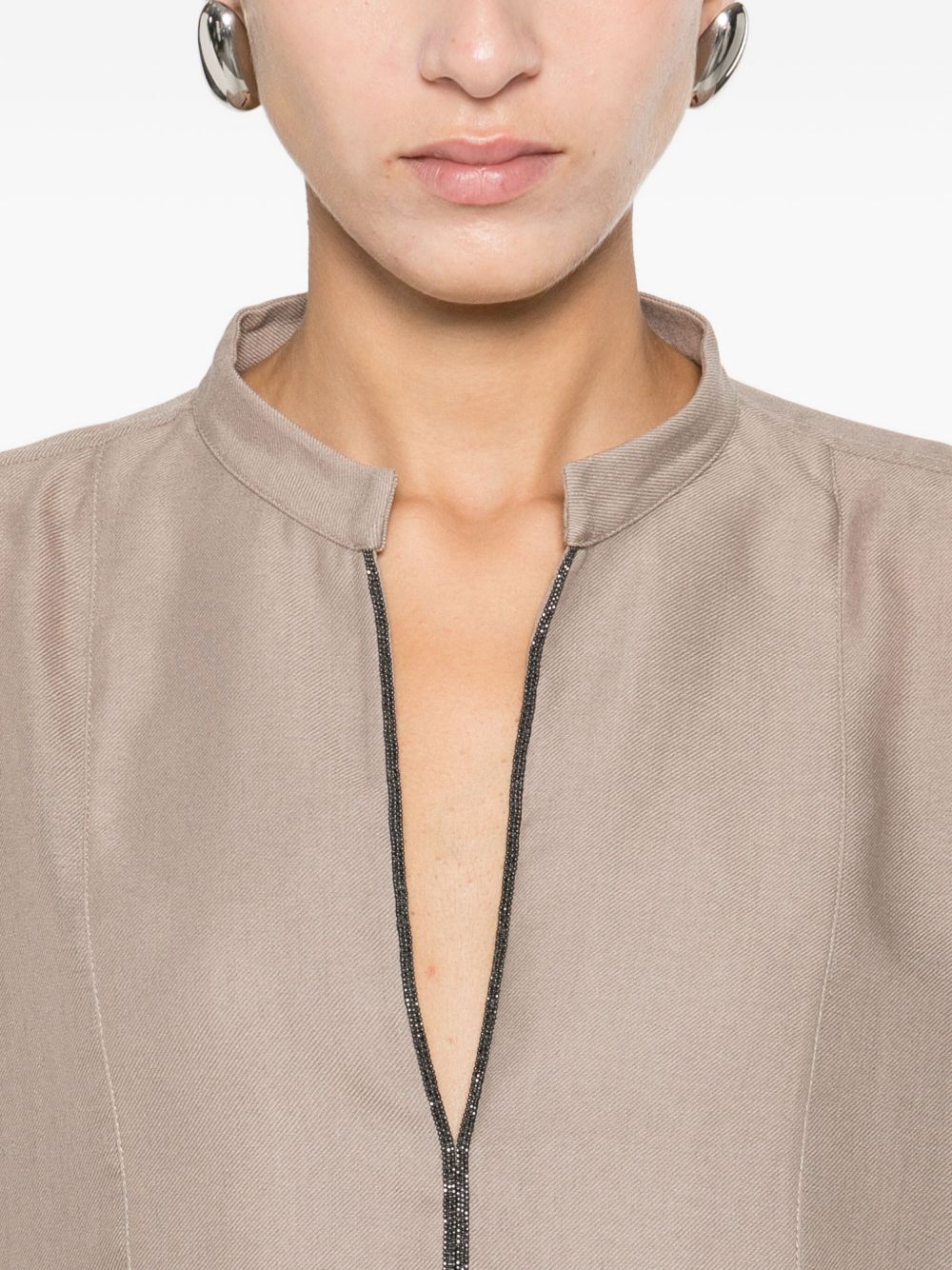 Brunello Cucinelli V-neck Blouse Camel