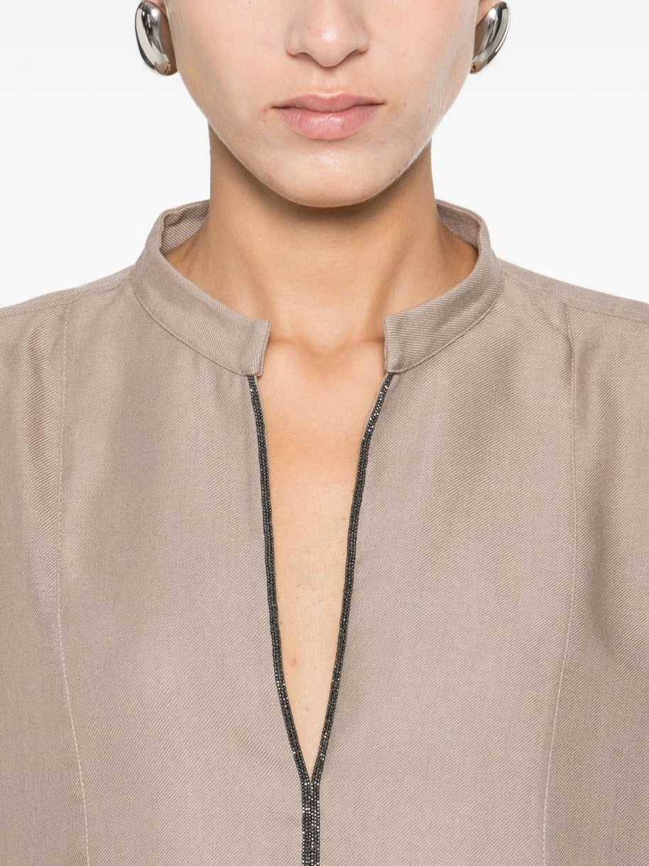 Brunello Cucinelli V-neck Blouse Camel
