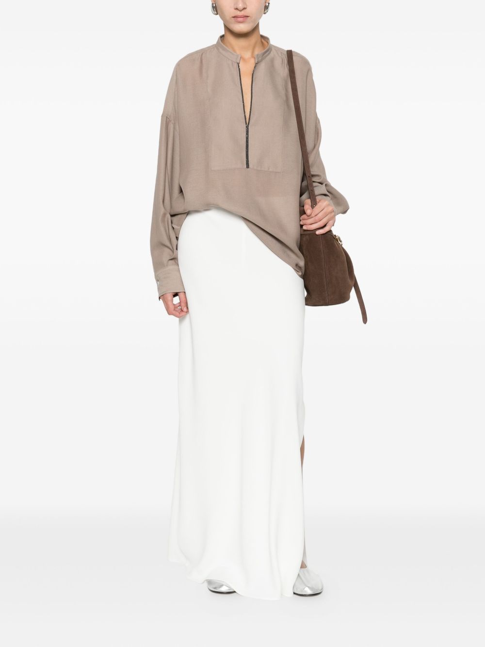 Brunello Cucinelli V-neck Blouse Camel