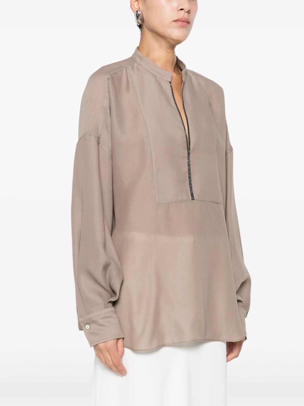 Brunello Cucinelli V-neck Blouse Camel