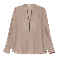 Brunello Cucinelli V-neck Blouse Camel