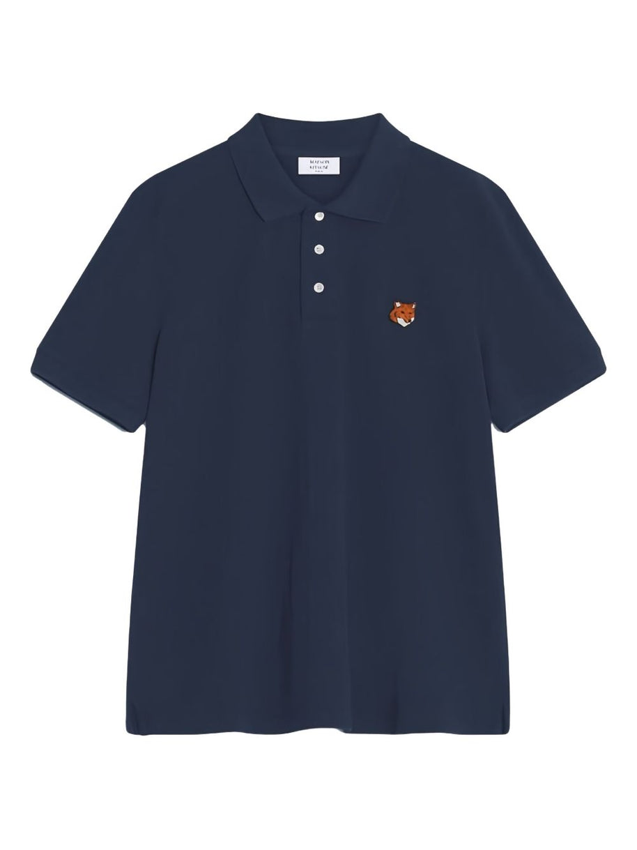 Maison Kitsuné MAISON KITSUNE' Fox Head Cotton Polo Shirt Blue