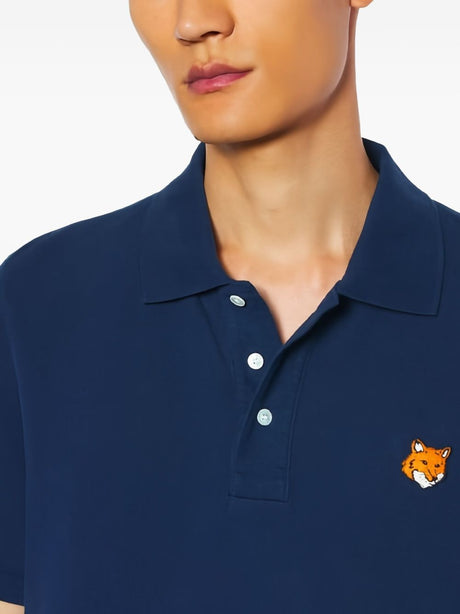 Maison Kitsuné MAISON KITSUNE' Fox Head Cotton Polo Shirt Blue