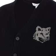 Maison Kitsuné MAISON KITSUNE' Wool V-necked Cardigan Black
