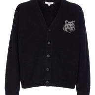 Maison Kitsuné MAISON KITSUNE' Wool V-necked Cardigan Black