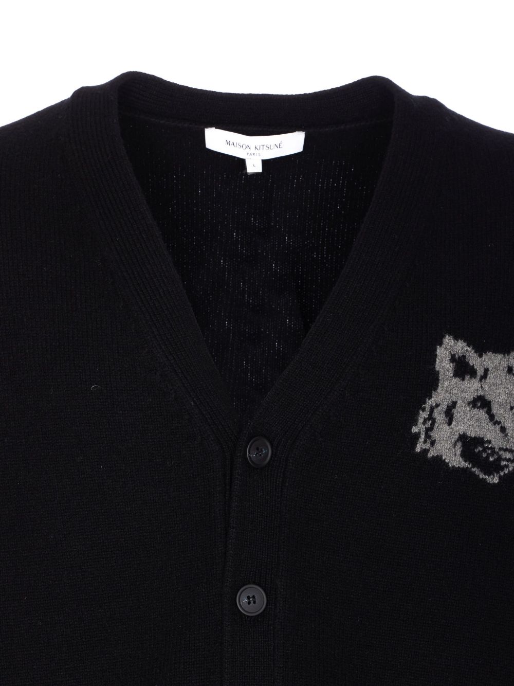 Maison Kitsuné MAISON KITSUNE' Wool V-necked Cardigan Black