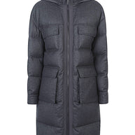 Brunello Cucinelli Wool Long Down Jacket Grey
