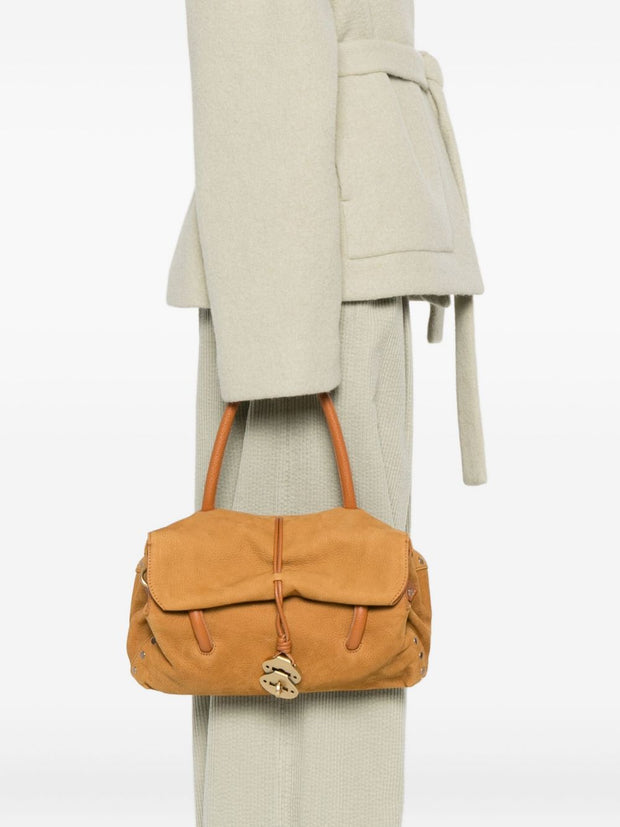 Zanellato Dotta Jones Small Suede Leather Handbag Brown