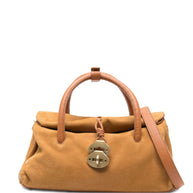 Zanellato Dotta Jones Small Suede Leather Handbag Brown