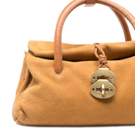 Zanellato Dotta Jones Small Suede Leather Handbag Brown