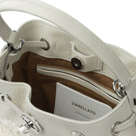 Zanellato Mondà Dolly Small Leather Bucket Bag White