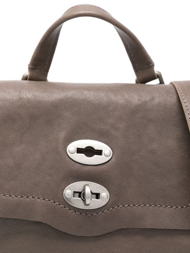 Zanellato Postina Tabacco Baby Leather Handbag Grey