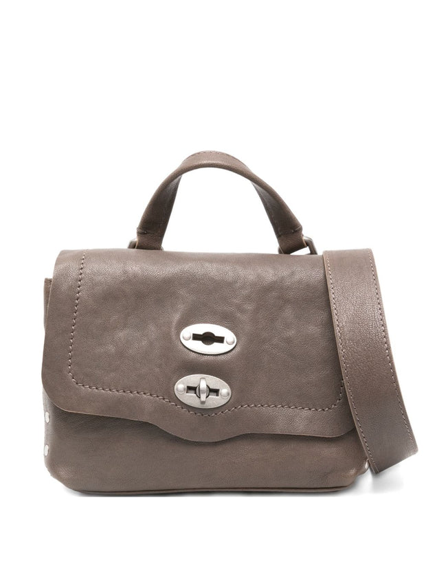 Zanellato Postina Tabacco Baby Leather Handbag Grey