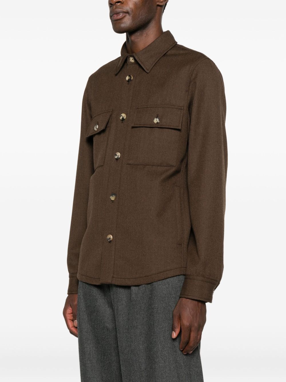 Jacob Cohen Wool Shirt Jacket Brown