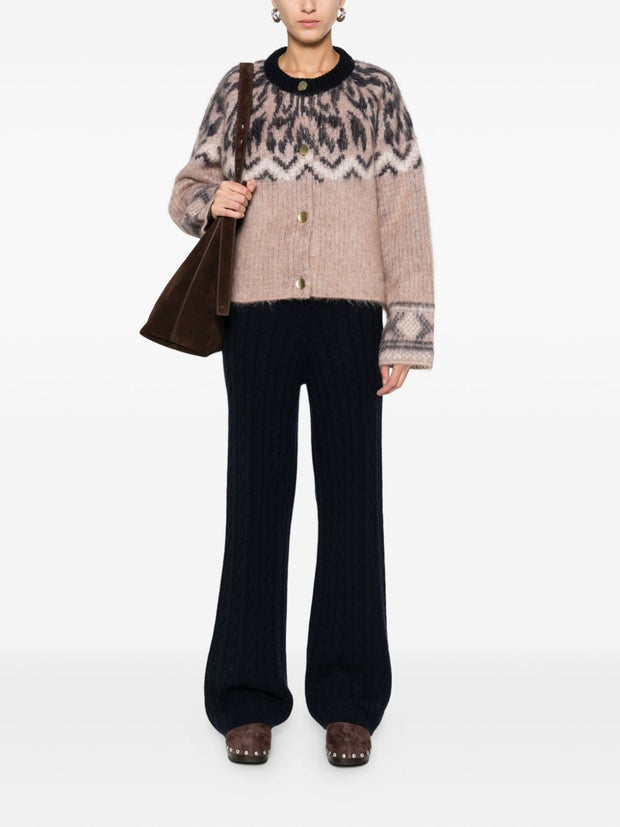 Forte Forte Wool Jacquard Cardigan Brown