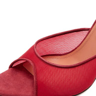 Amina Muaddi Alexa Mesh Mules Bordeaux