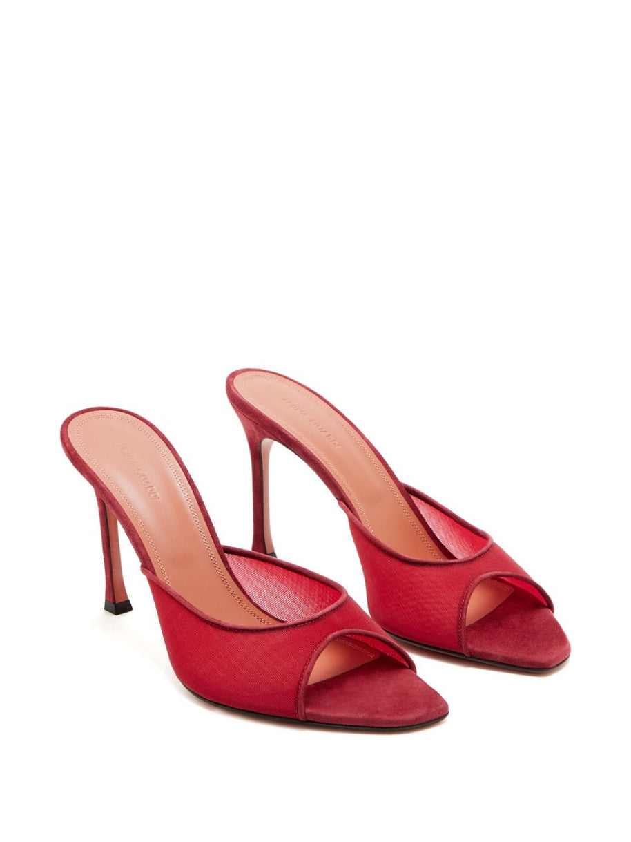 Amina Muaddi Alexa Mesh Mules Bordeaux