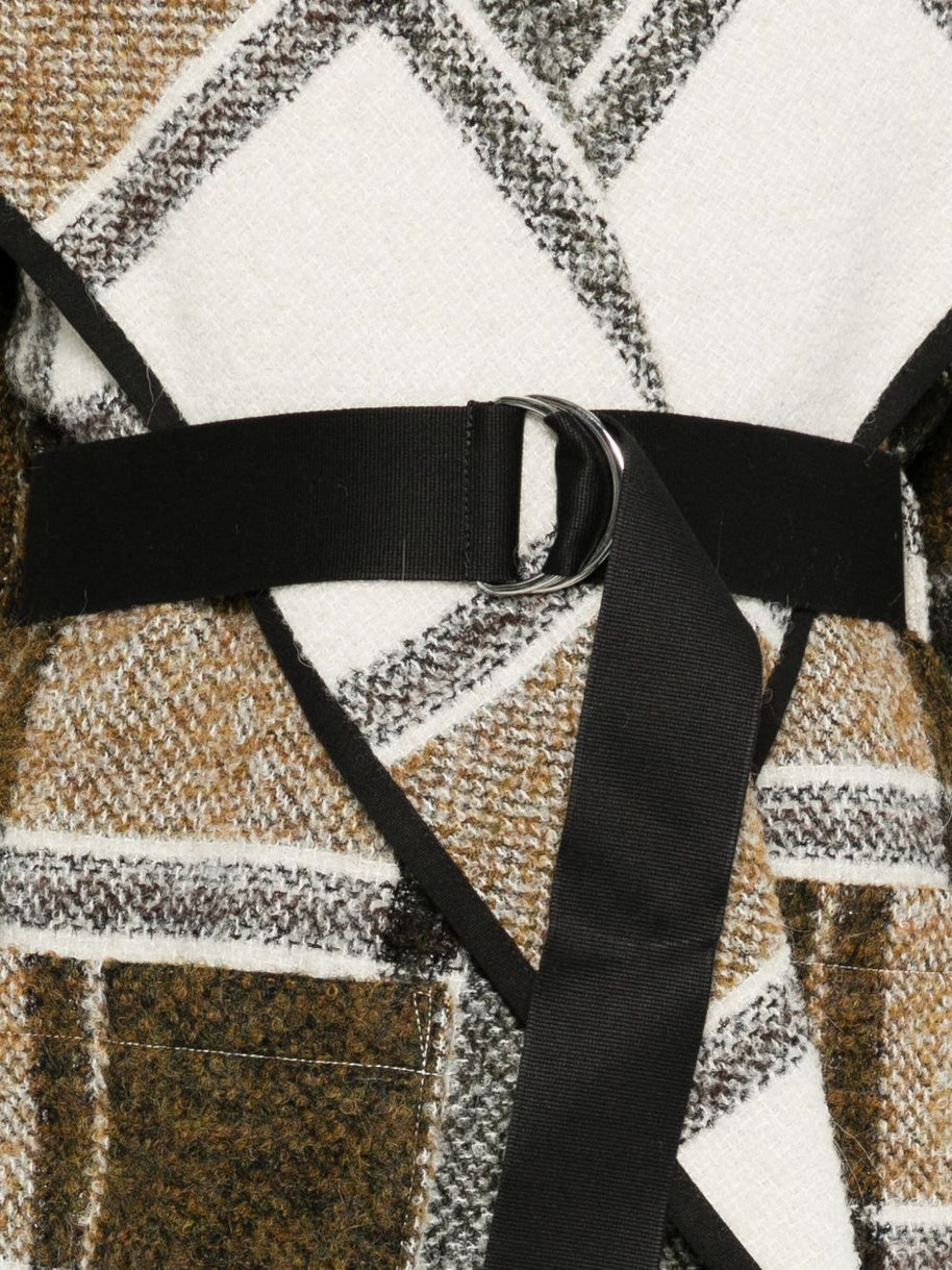 Iro Plaid Belted Jacket Beige