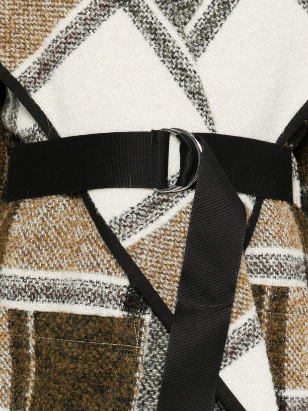 Iro Plaid Belted Jacket Beige