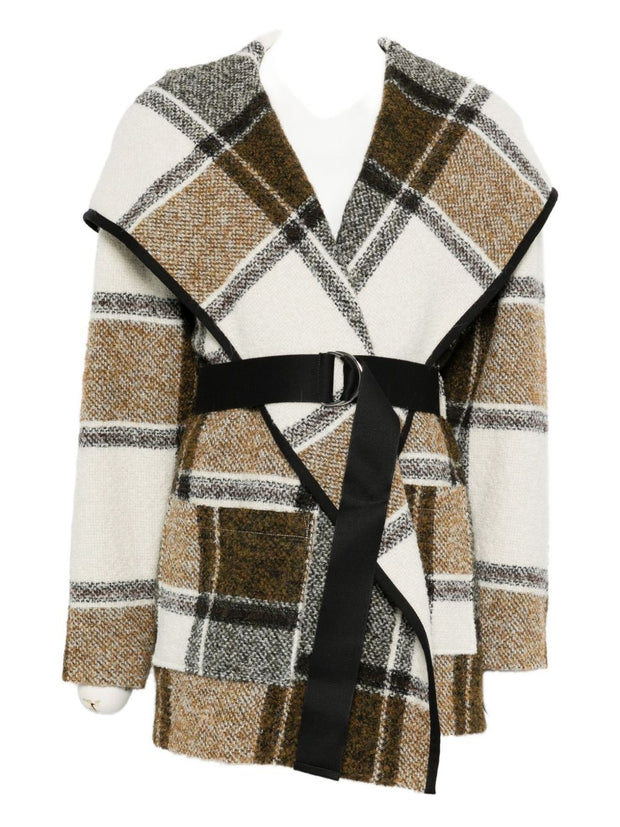 Iro Plaid Belted Jacket Beige