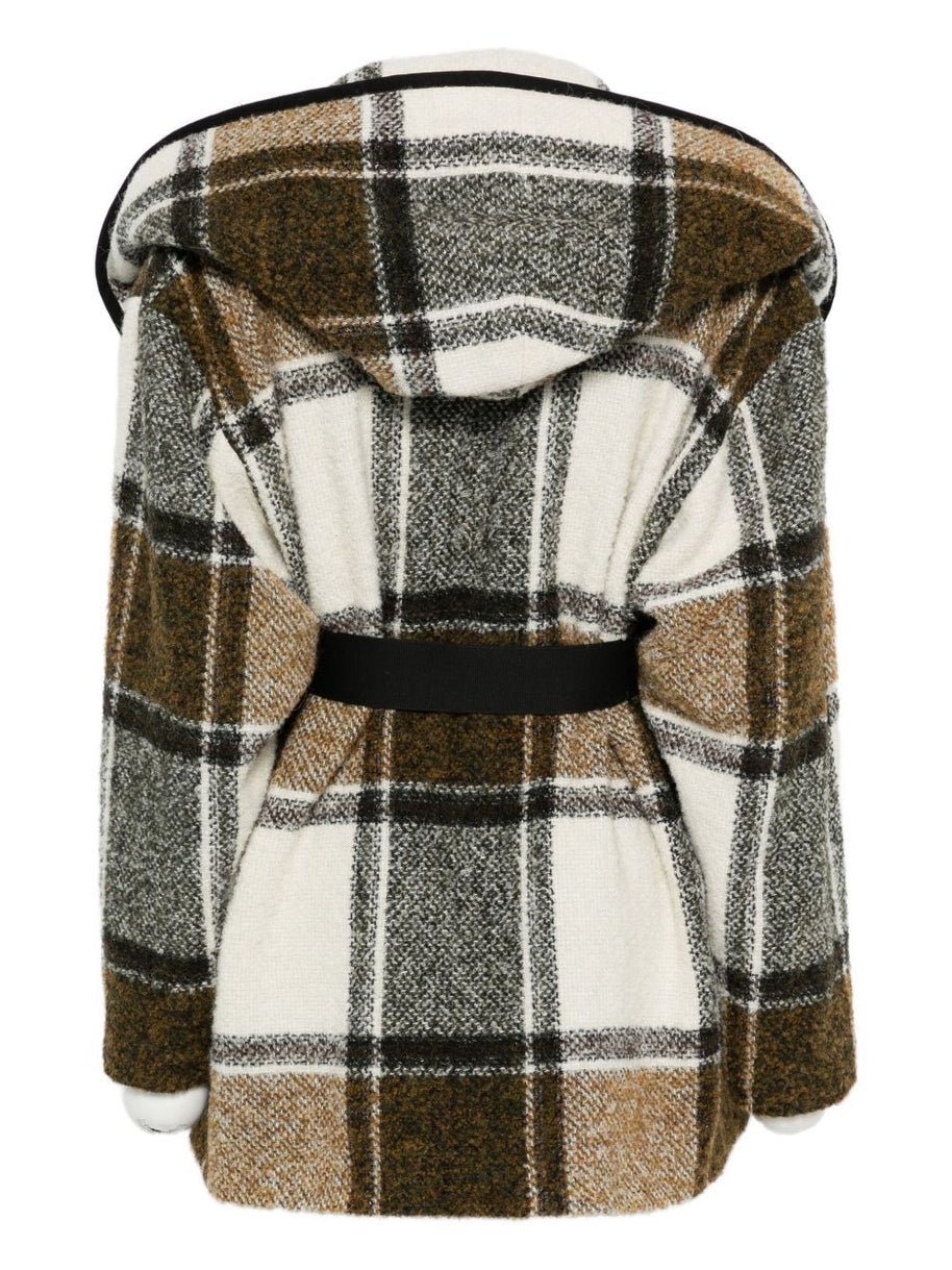 Iro Plaid Belted Jacket Beige
