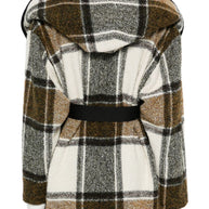 Iro Plaid Belted Jacket Beige