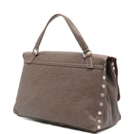 Zanellato Postina Tabacco Baby Leather Handbag Grey