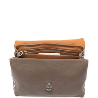 Zanellato Postina Tabacco Baby Leather Handbag Grey