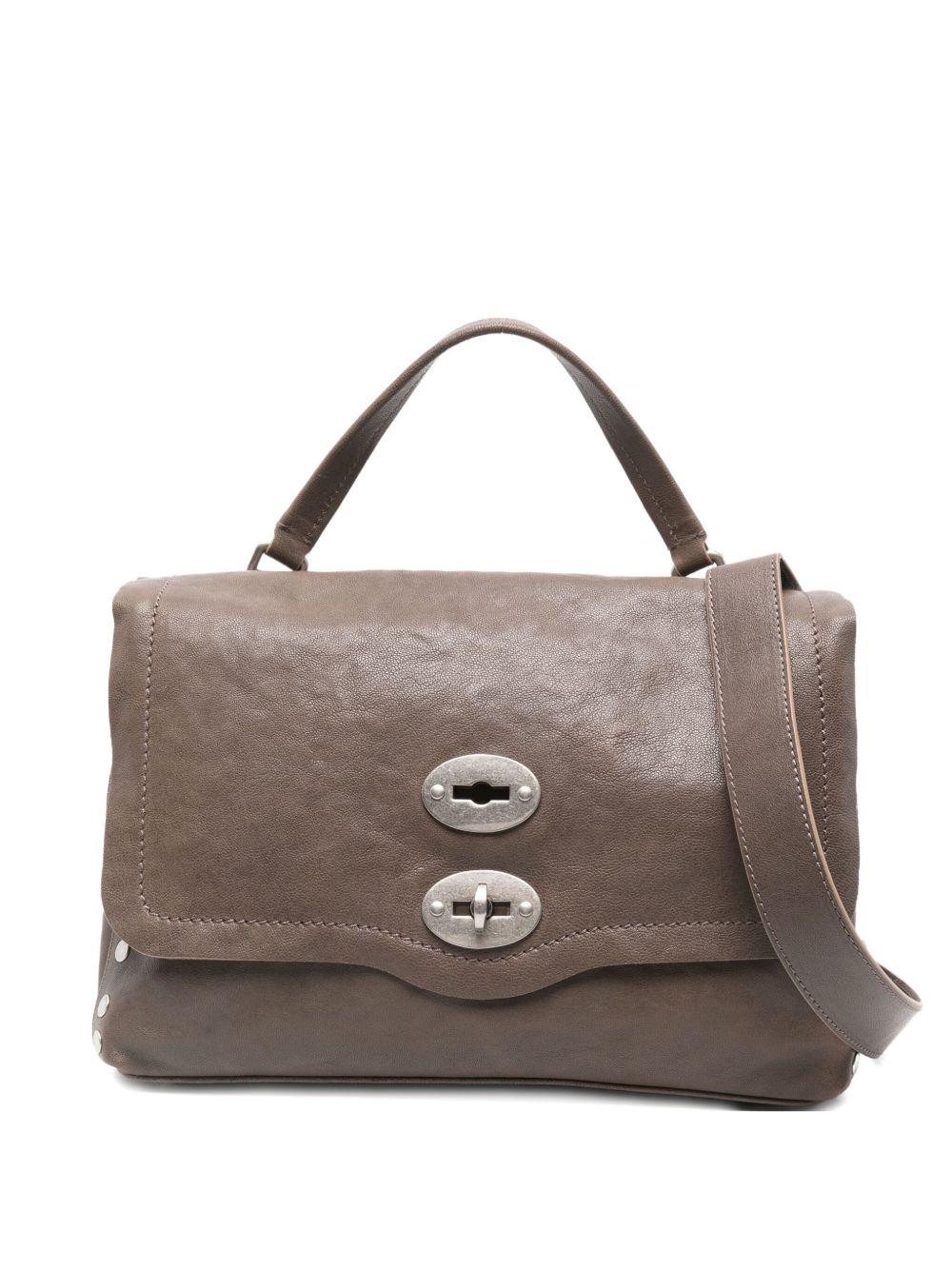 Zanellato Postina Tabacco Baby Leather Handbag Grey