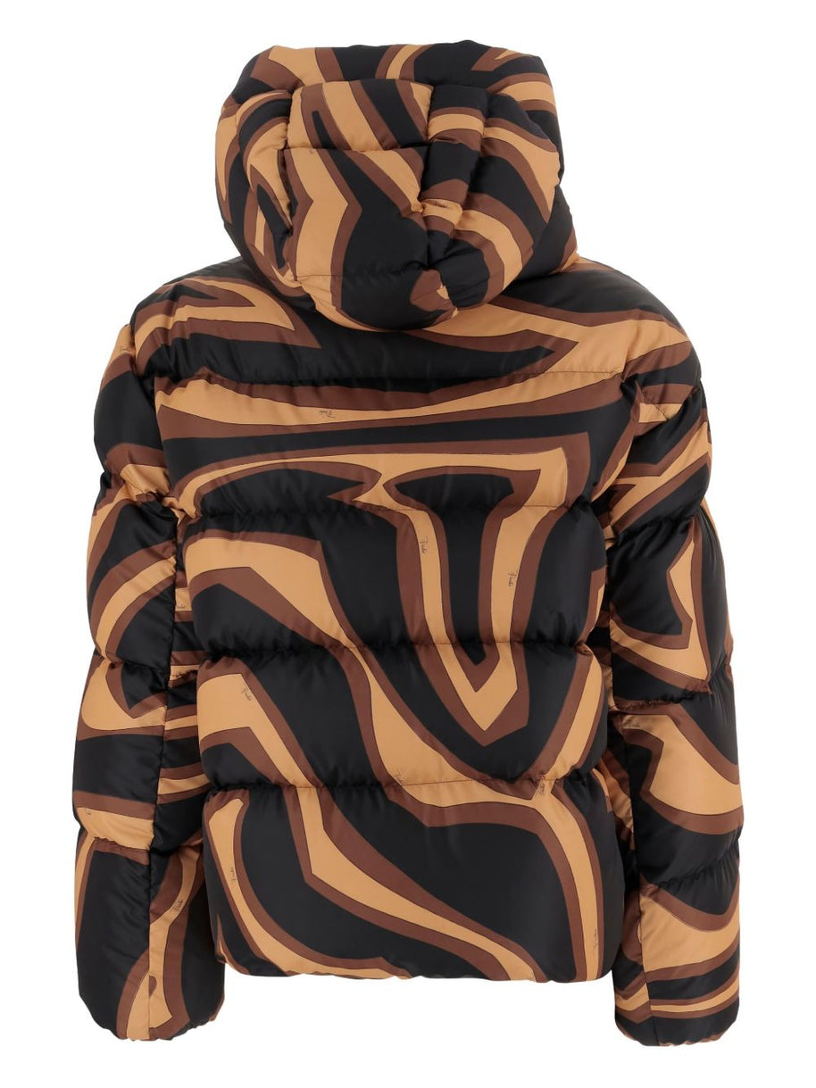 Pucci Printed Nylon Down Jacket Brown